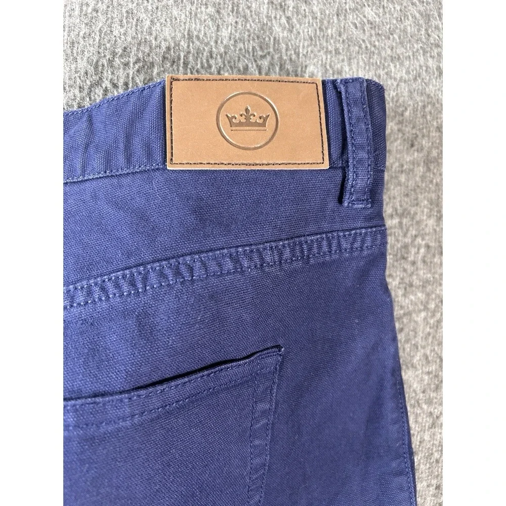 Peter Millar Crown Vintage Canvas Pants Men 38x33 Blue‎ 5-Pocket Stretch MF18B86